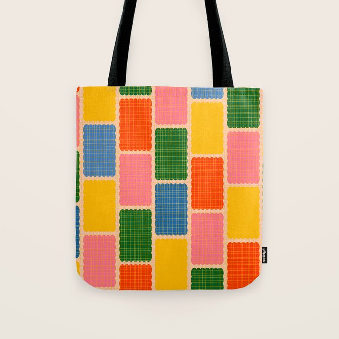 Colorful Retro Contemporary Woven Patchwork Pattern Tote Bag Gallery Image 1