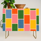 Colorful Retro Contemporary Woven Patchwork Pattern Credenza Gallery Image 1
