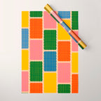 Colorful Retro Contemporary Woven Patchwork Pattern Wrapping Paper Gallery Image 1