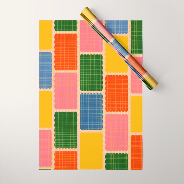 Colorful Retro Contemporary Woven Patchwork Pattern Wrapping Paper Gallery Image 1