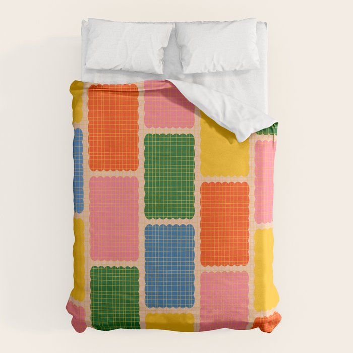 Colorful Retro Contemporary Woven Patchwork Pattern Duvet Cover Gallery Image 1