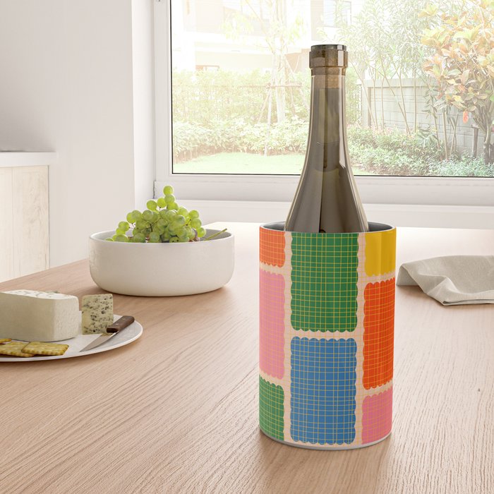 Colorful Retro Contemporary Woven Patchwork Pattern Wine Chiller Gallery Image 4
