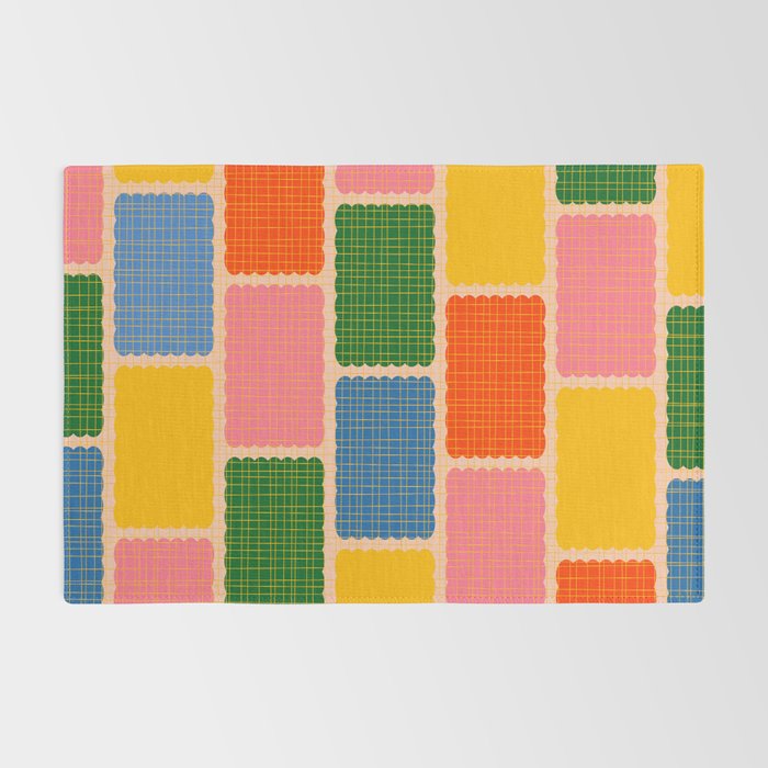 Colorful Retro Contemporary Woven Patchwork Pattern Rug Gallery Image 2