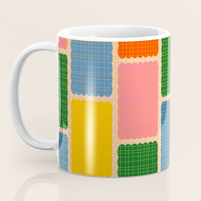 Colorful Retro Contemporary Woven Patchwork Pattern Coffee Mug Gallery Image 3