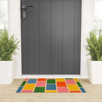 Colorful Retro Contemporary Woven Patchwork Pattern Welcome Mat Gallery Image 3