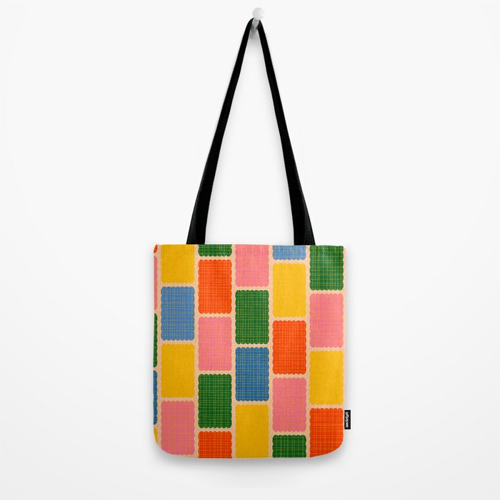 Colorful Retro Contemporary Woven Patchwork Pattern Tote Bag Gallery Image 2