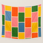 Colorful Retro Contemporary Woven Patchwork Pattern Wall Tapestry Gallery Image 4