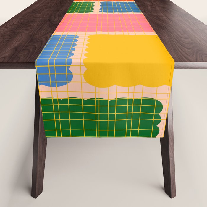 Colorful Retro Contemporary Woven Patchwork Pattern Table Runner Gallery Image 1