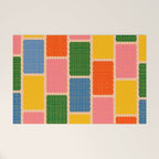 Colorful Retro Contemporary Woven Patchwork Pattern Welcome Mat Gallery Image 1