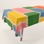 Colorful Retro Contemporary Woven Patchwork Pattern Tablecloth Gallery Image 1