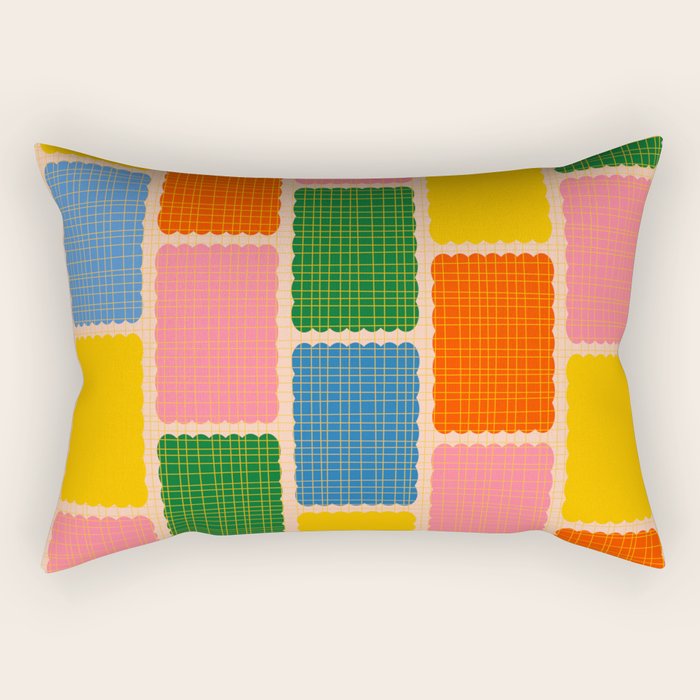 Colorful Retro Contemporary Woven Patchwork Pattern Rectangular Pillow Gallery Image 2