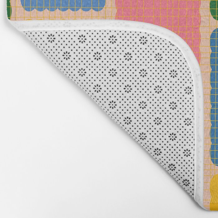 Colorful Retro Contemporary Woven Patchwork Pattern Bath Mat Gallery Image 2