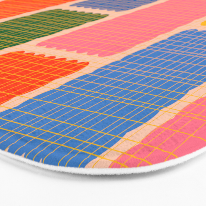 Colorful Retro Contemporary Woven Patchwork Pattern Bath Mat Gallery Image 3