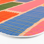 Colorful Retro Contemporary Woven Patchwork Pattern Bath Mat Gallery Image 3