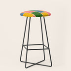 Colorful Retro Contemporary Woven Patchwork Pattern Stool Gallery Image 1