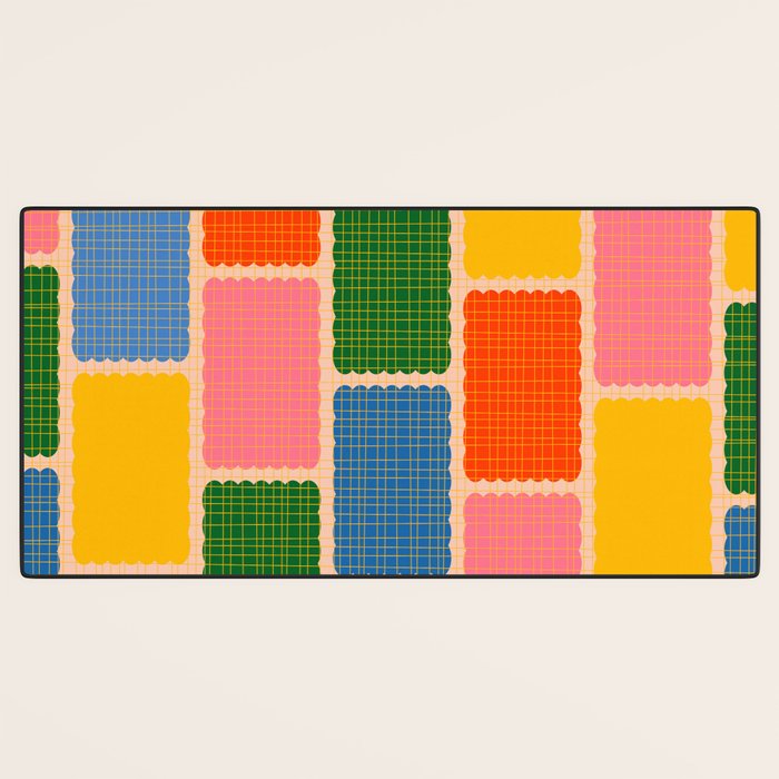 Colorful Retro Contemporary Woven Patchwork Pattern Desk Mat Gallery Image 3