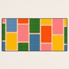 Colorful Retro Contemporary Woven Patchwork Pattern Desk Mat Gallery Image 3