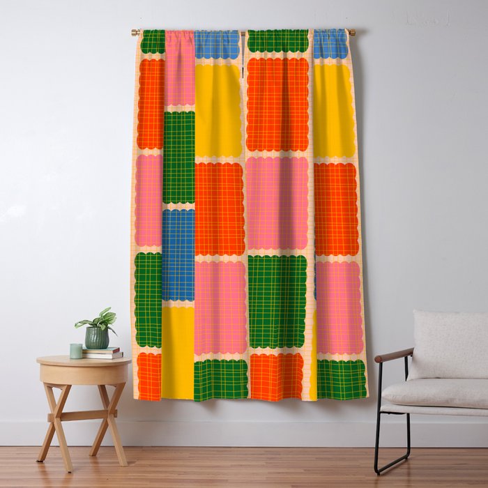 Colorful Retro Contemporary Woven Patchwork Pattern Window Curtain Gallery Image 5
