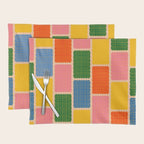 Colorful Retro Contemporary Woven Patchwork Pattern Placemat Gallery Image 1