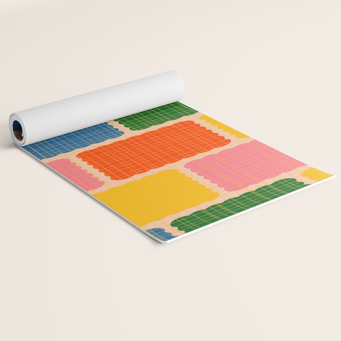Colorful Retro Contemporary Woven Patchwork Pattern Yoga Mat Gallery Image 2