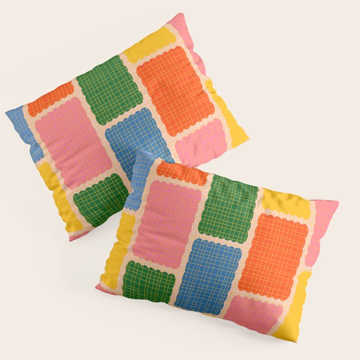 Colorful Retro Contemporary Woven Patchwork Pattern Pillow Sham Gallery Image 1