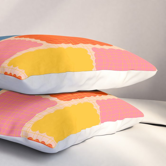Colorful Retro Contemporary Woven Patchwork Pattern Pillow Sham Gallery Image 3
