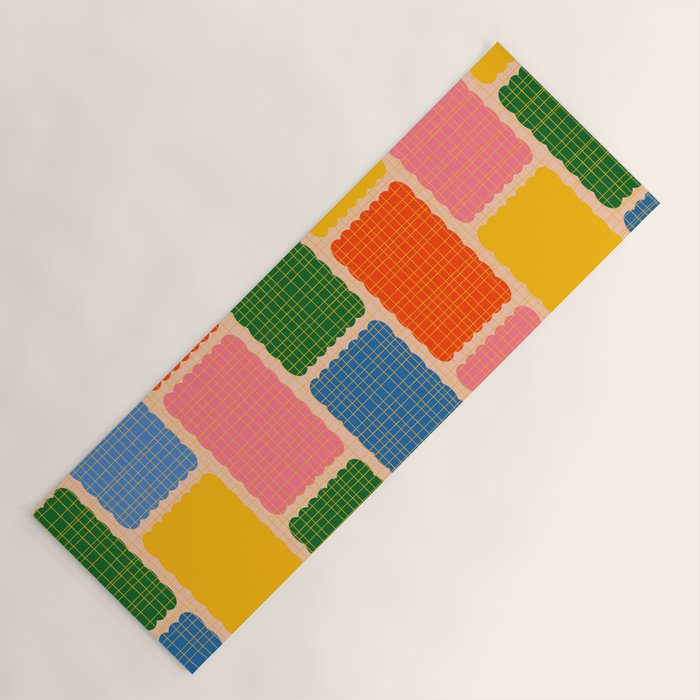 Colorful Retro Contemporary Woven Patchwork Pattern Yoga Mat Gallery Image 1