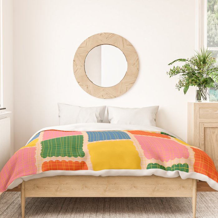 Colorful Retro Contemporary Woven Patchwork Pattern Duvet Cover Gallery Image 3