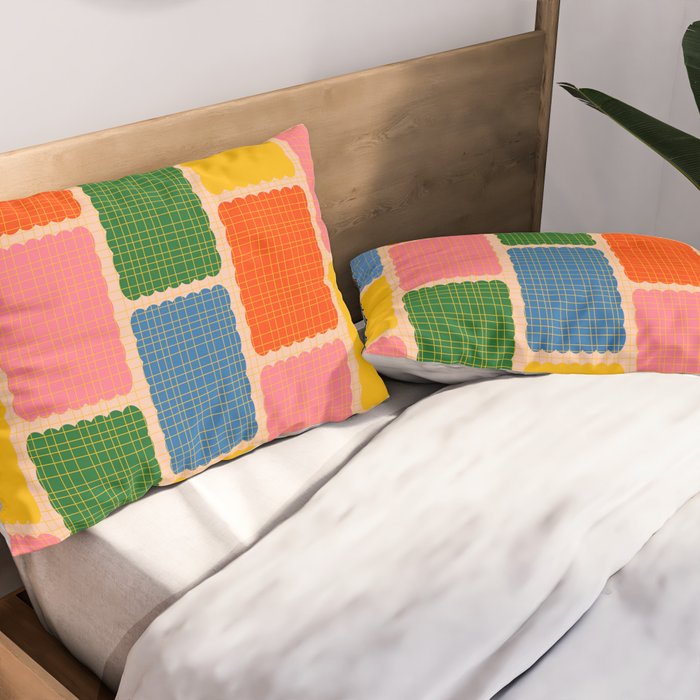 Colorful Retro Contemporary Woven Patchwork Pattern Pillow Sham Gallery Image 2