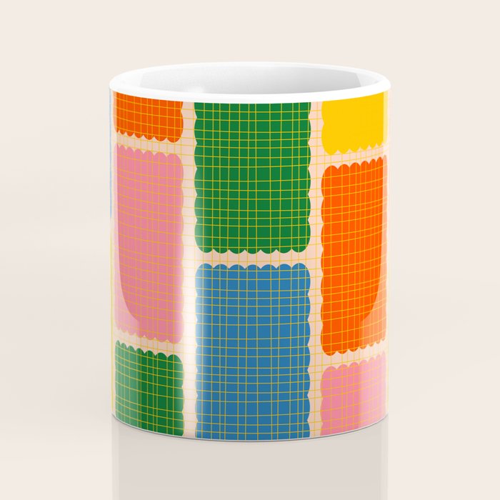 Colorful Retro Contemporary Woven Patchwork Pattern Coffee Mug Gallery Image 4