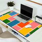 Colorful Retro Contemporary Woven Patchwork Pattern Desk Mat Gallery Image 2