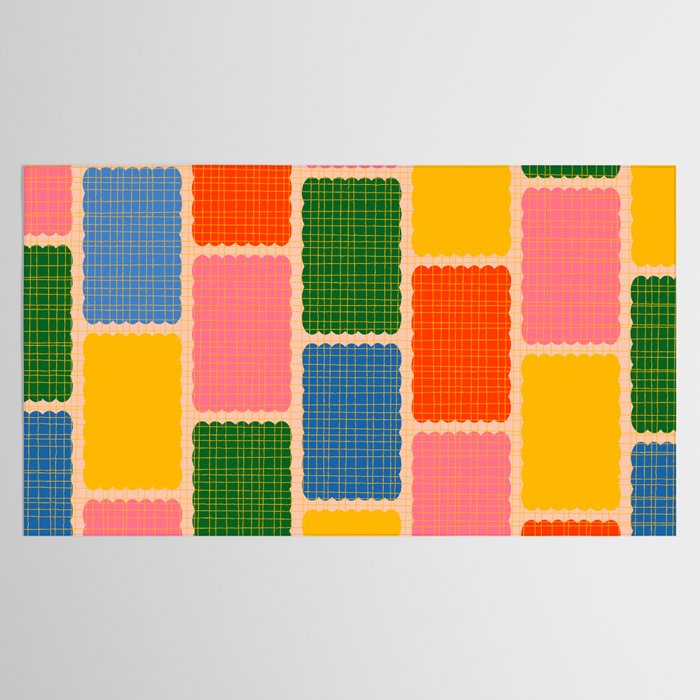 Colorful Retro Contemporary Woven Patchwork Pattern Tablecloth Gallery Image 2