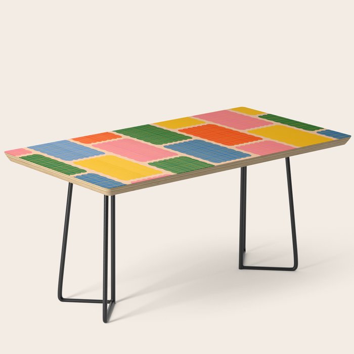 Colorful Retro Contemporary Woven Patchwork Pattern Coffee Table Gallery Image 1