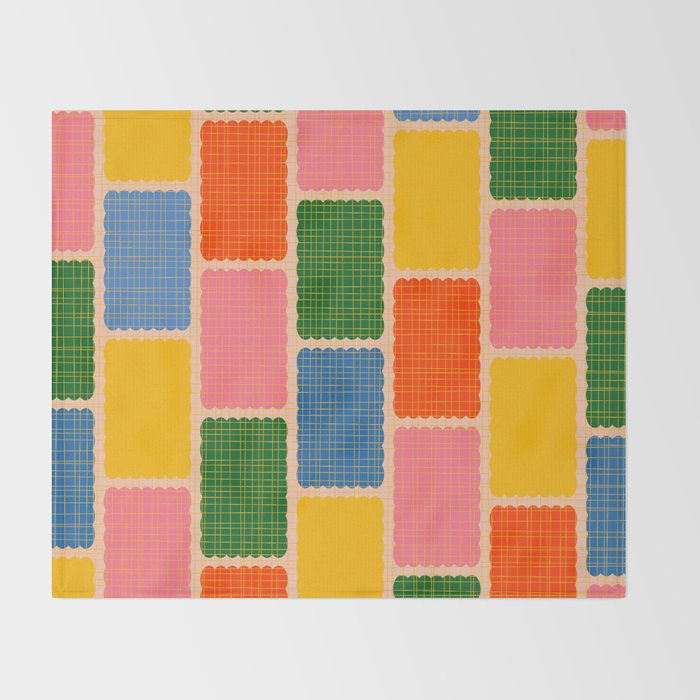 Colorful Retro Contemporary Woven Patchwork Pattern Throw Blanket Gallery Image 2
