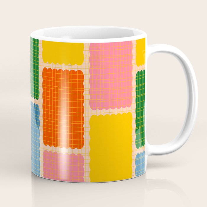 Colorful Retro Contemporary Woven Patchwork Pattern Coffee Mug Gallery Image 1