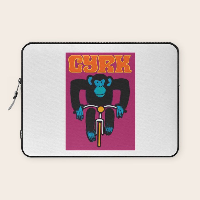 1968 CYRK Cycling Chimpanzee Polish Circus Poster Laptop Sleeve Gallery Image 1