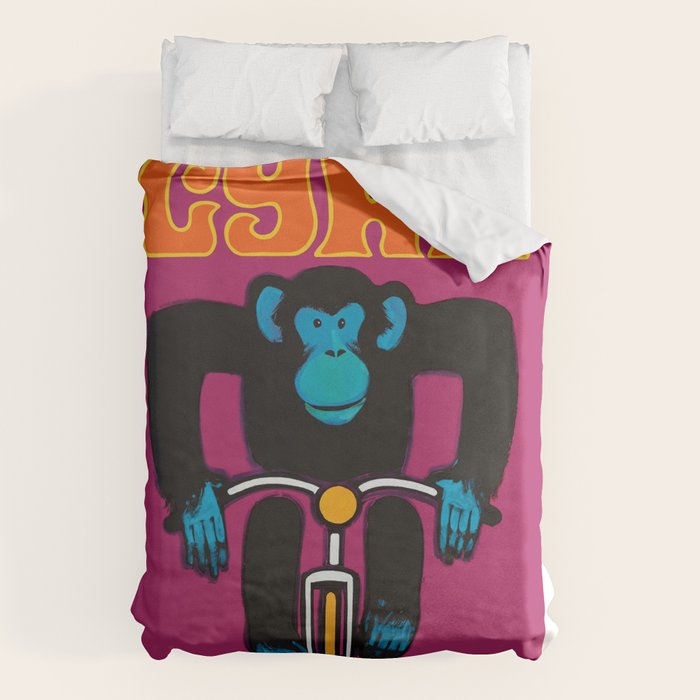 1968 CYRK Cycling Chimpanzee Polish Circus Poster Duvet Cover Gallery Image 6