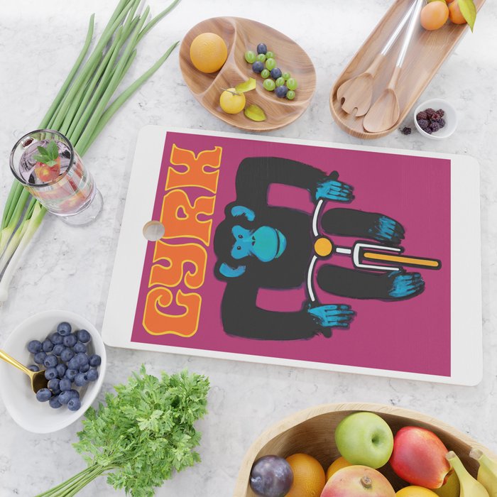 1968 CYRK Cycling Chimpanzee Polish Circus Poster Cutting Board Gallery Image 2