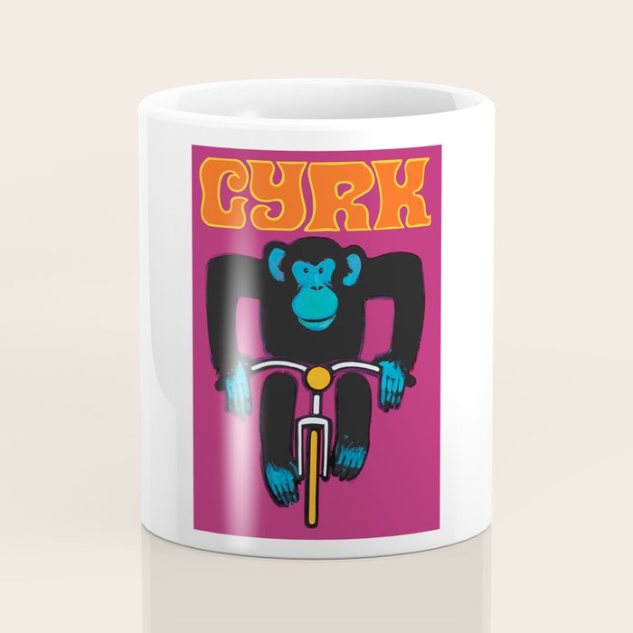 1968 CYRK Cycling Chimpanzee Polish Circus Poster Coffee Mug Gallery Image 4