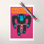 1968 CYRK Cycling Chimpanzee Polish Circus Poster Wrapping Paper Gallery Image 1