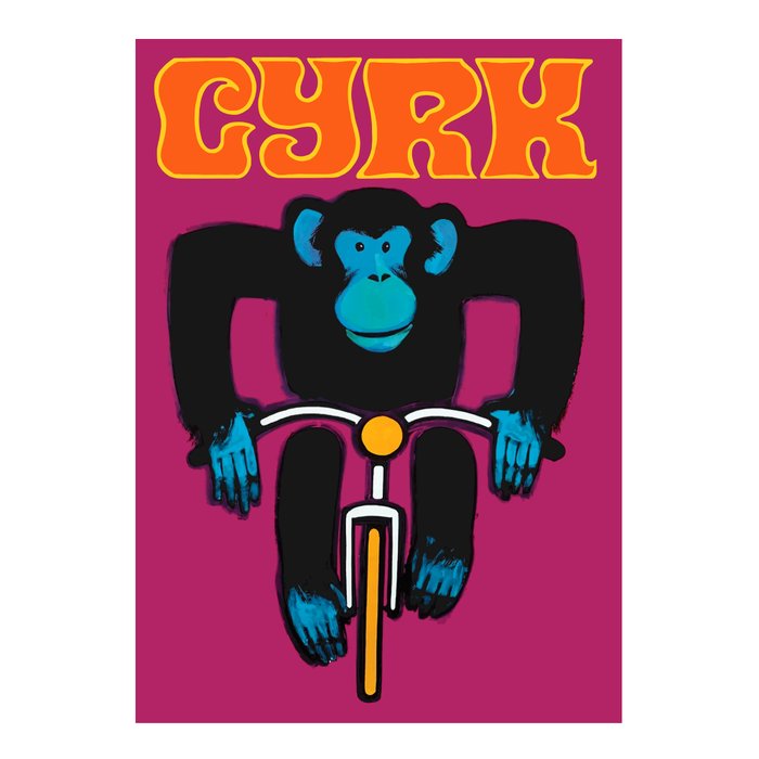 1968 CYRK Cycling Chimpanzee Polish Circus Poster Coffee Mug Gallery Image 2