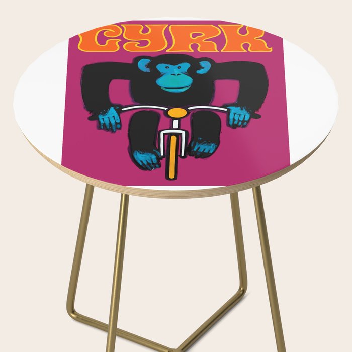 1968 CYRK Cycling Chimpanzee Polish Circus Poster Side Table Gallery Image 2