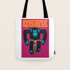 1968 CYRK Cycling Chimpanzee Polish Circus Poster Tote Bag Gallery Image 1