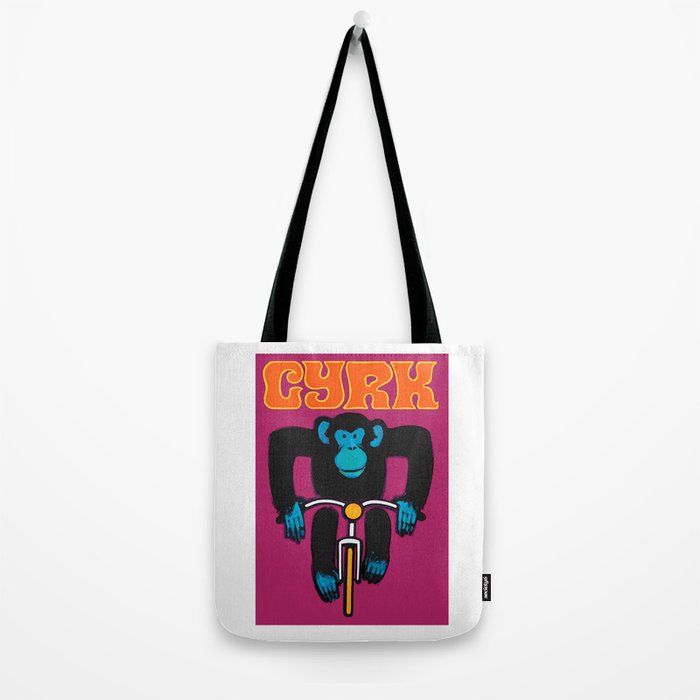 1968 CYRK Cycling Chimpanzee Polish Circus Poster Tote Bag Gallery Image 2