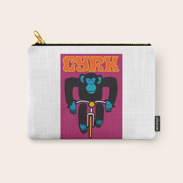 1968 CYRK Cycling Chimpanzee Polish Circus Poster Carry All Pouch Gallery Image 1