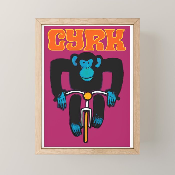 1968 CYRK Cycling Chimpanzee Polish Circus Poster Mini Art Print Gallery Image 1