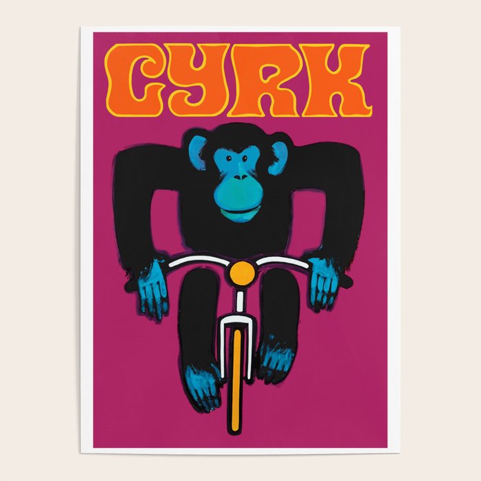 1968 CYRK Cycling Chimpanzee Polish Circus Poster Poster Gallery Image 4