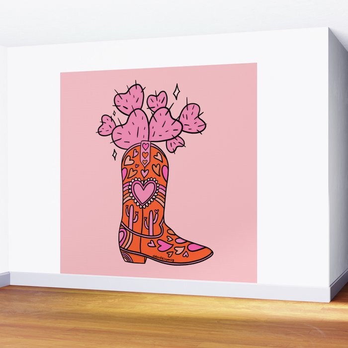 Valentine Cowboy Boot Wall Mural Gallery Image 2