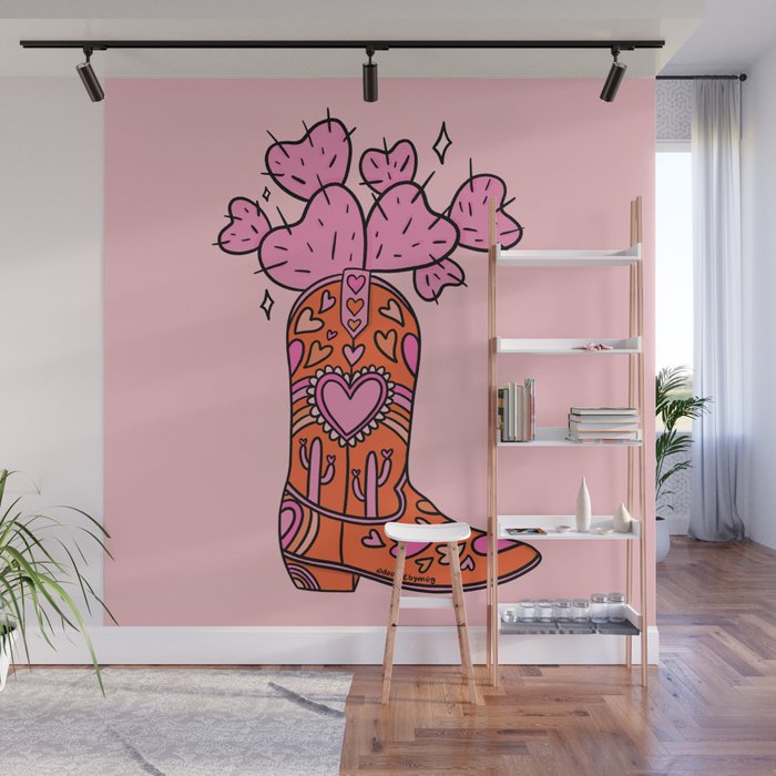 Valentine Cowboy Boot Wall Mural Gallery Image 1
