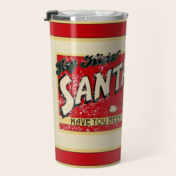 Naughty or Nice?, Vintage Santa Poster Travel Mug Gallery Image 3